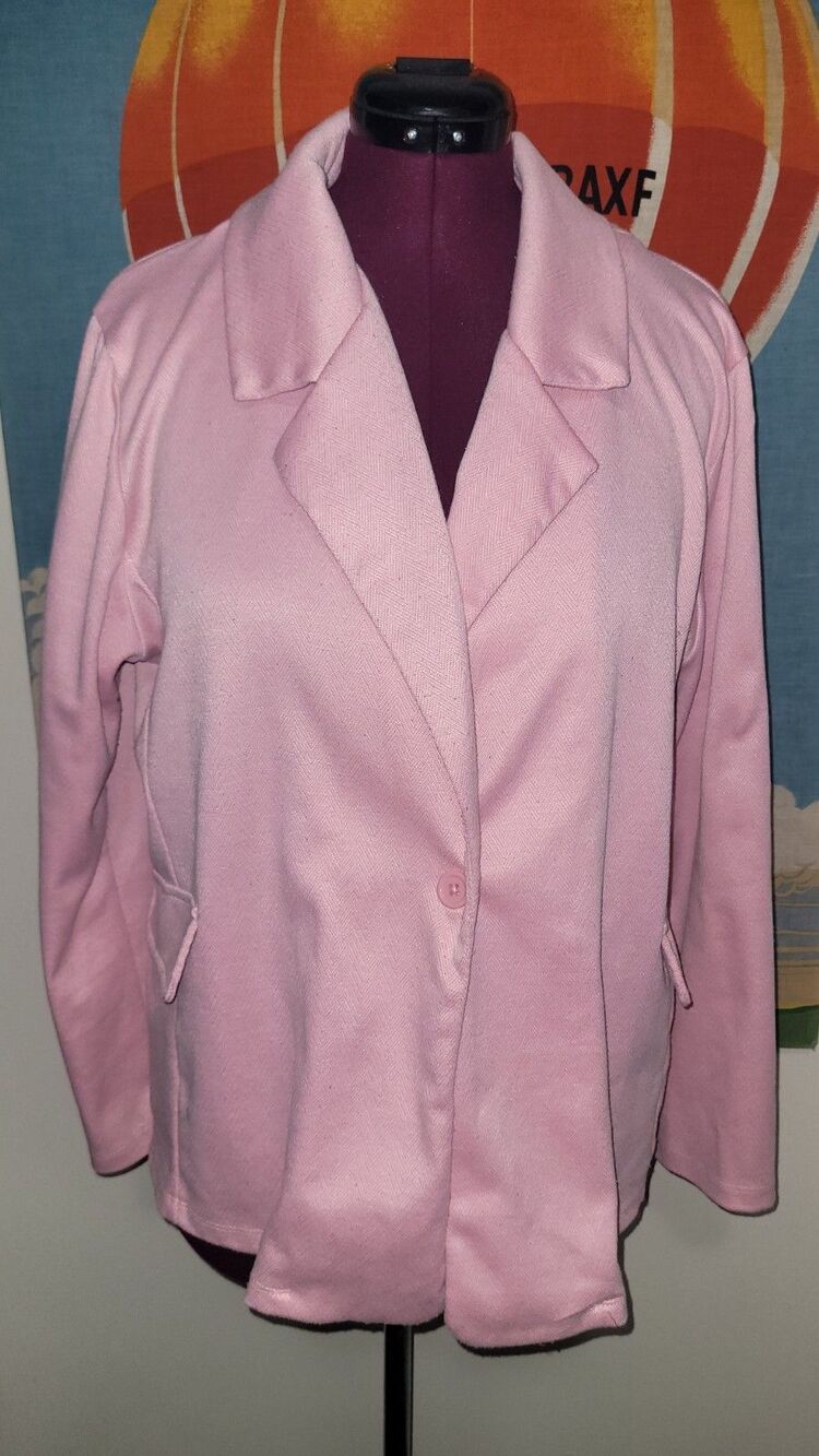 Fashion Nova Women's 2X Light Pink Knit Blazer Pastel Stretch Career Soft Girl